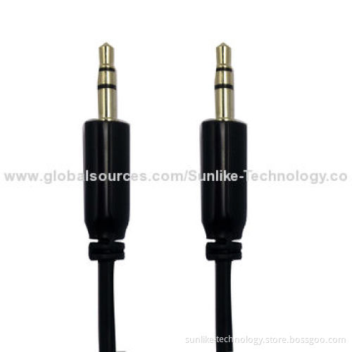 Audio Cable, Molding, Nickel-plated, Half-shiny, Half Matte, 3.5SP Male-to-male